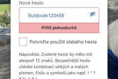 Zapamatovatelné, ale příliš jednoduché heslo. Pokud i tak chcete jednoduché heslo, musíte před uložením zaškrtnout “Potvrďte použití slabého hesla.”